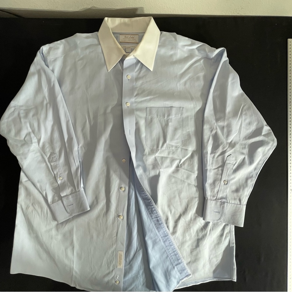 Roundtree & Yorke Gold Label Dress Shirt Light Blue 17 33 French Cuff